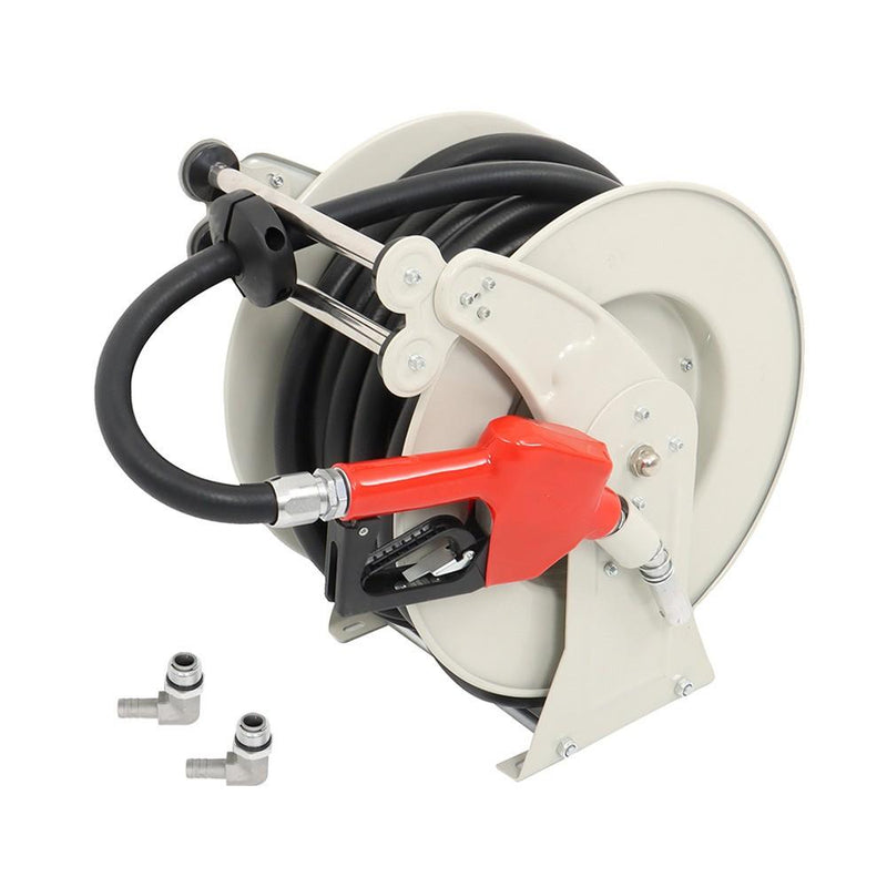 DURAFORCE Fuel Hose Reel Retractable Diesel Hose Reel 3/4" x 50' Auto Fueling Nozzle