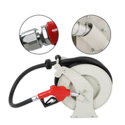 DURAFORCE 33' × 1" Fuel Hose Reel With Auto Refueling Gun Retractable Diesel Hose Reel