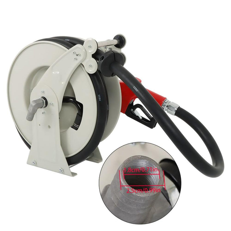 DURAFORCE 33' × 1" Fuel Hose Reel With Auto Refueling Gun Retractable Diesel Hose Reel