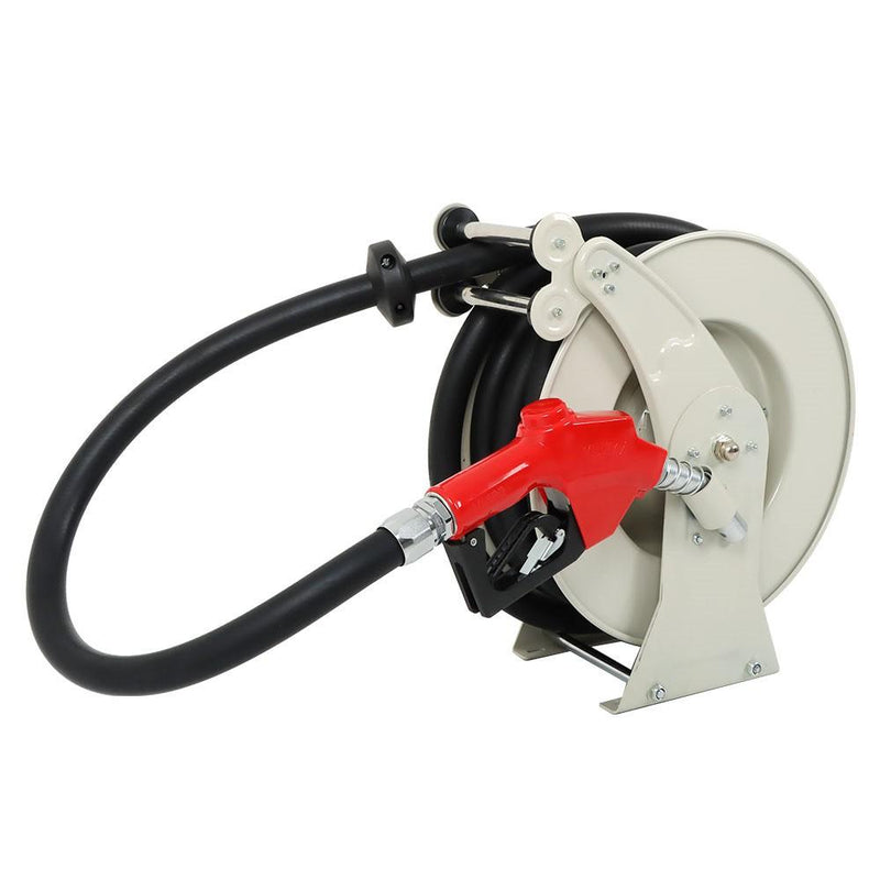 DURAFORCE 33' × 1" Fuel Hose Reel With Auto Refueling Gun Retractable Diesel Hose Reel