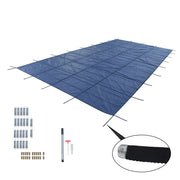 DURAFORCE Inground Pool Safety Cover For 14' x 28' Blue Mesh For Backyard Yard W/ Anchor