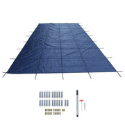DURAFORCE Inground Pool Safety Cover For 14' x 28' Blue Mesh For Backyard Yard W/ Anchor