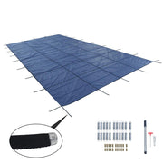 DURAFORCE Inground Pool Safety Cover For 14' x 28' Blue Mesh For Backyard Yard W/ Anchor