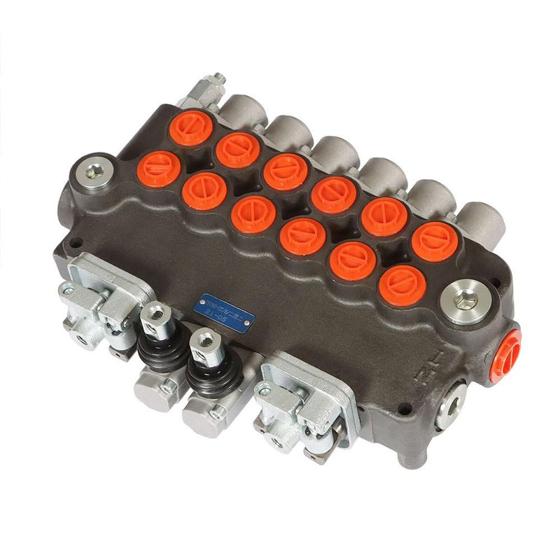 DURAFORCE 6 Spool 21 GPM 3625 PSI Hydraulic Directional Control Valve SAE With 2 Joysticks