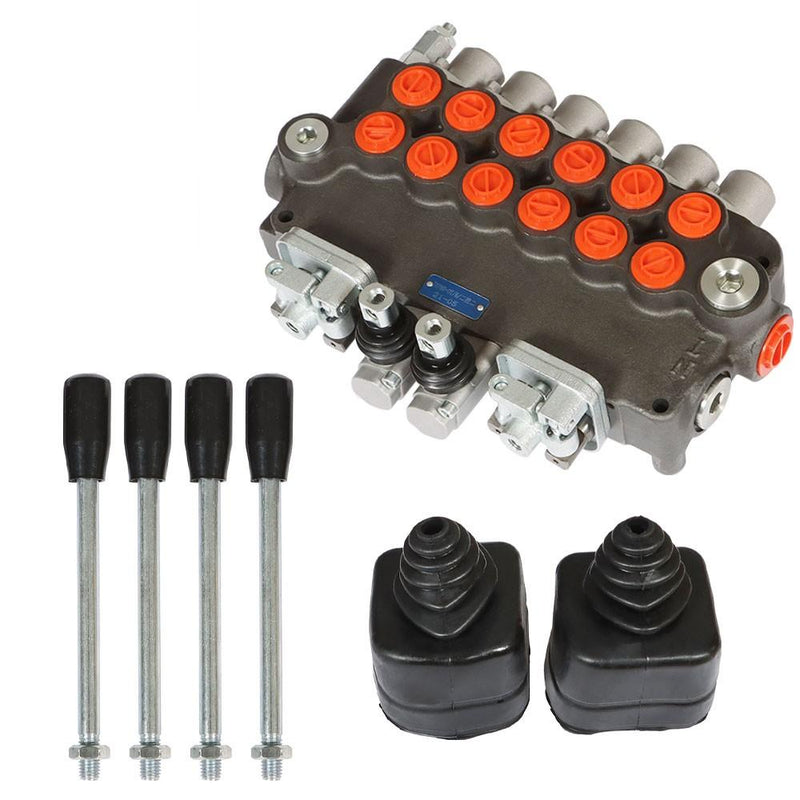 DURAFORCE 6 Spool 21 GPM 3625 PSI Hydraulic Directional Control Valve SAE With 2 Joysticks