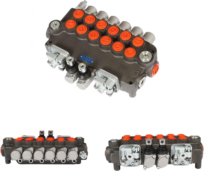 DURAFORCE 6 Spool 21 GPM 3625 PSI Hydraulic Directional Control Valve SAE With 2 Joysticks
