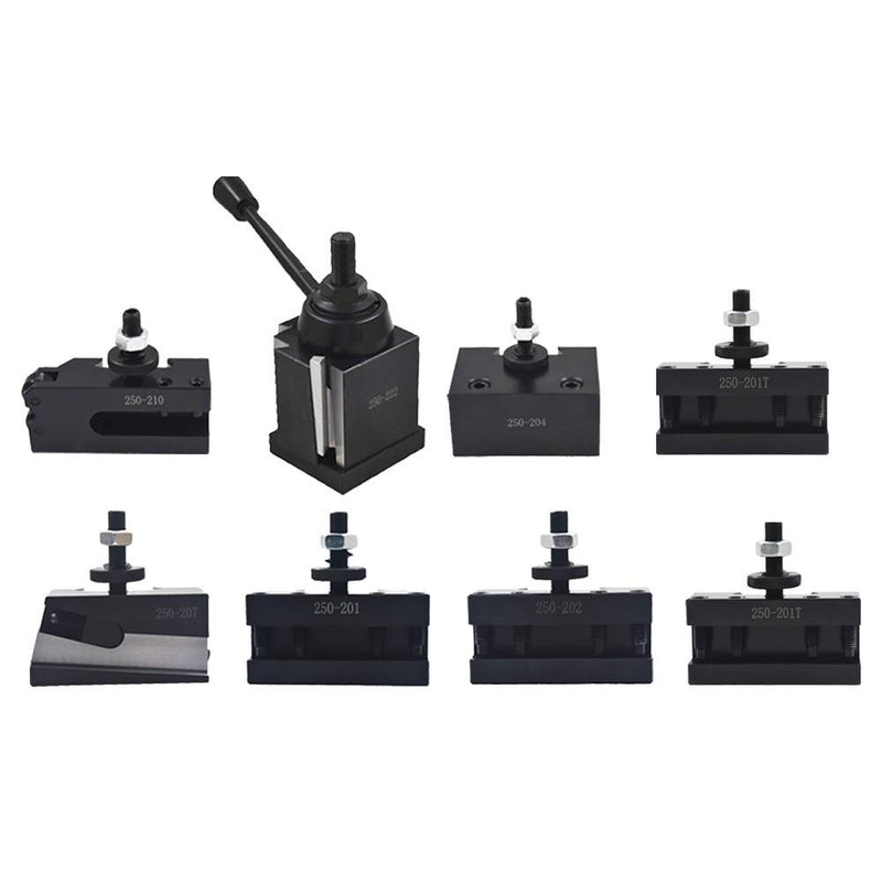 DURAFORCE 7 Pack BXA 250-222 Wedge Type Tool Post Set For Lathe 10 - 15" With Tool Holders