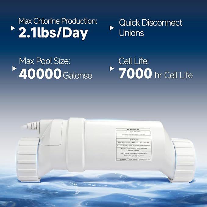 DURAFORCE 40000 Gallons Salt Chlorination System For Hayward W3T-Cell-15 In-Ground Pools