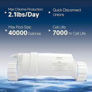 DURAFORCE Fit For Hayward-W3T-CELL-15 Salt Cell with 15-ft Cable - 40,000 Gallons