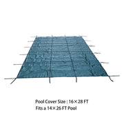 DURAFORCE Pool Safety Cover 16' x 28' In-Ground Winter Cover Mesh For 14' x 26' Pool Green