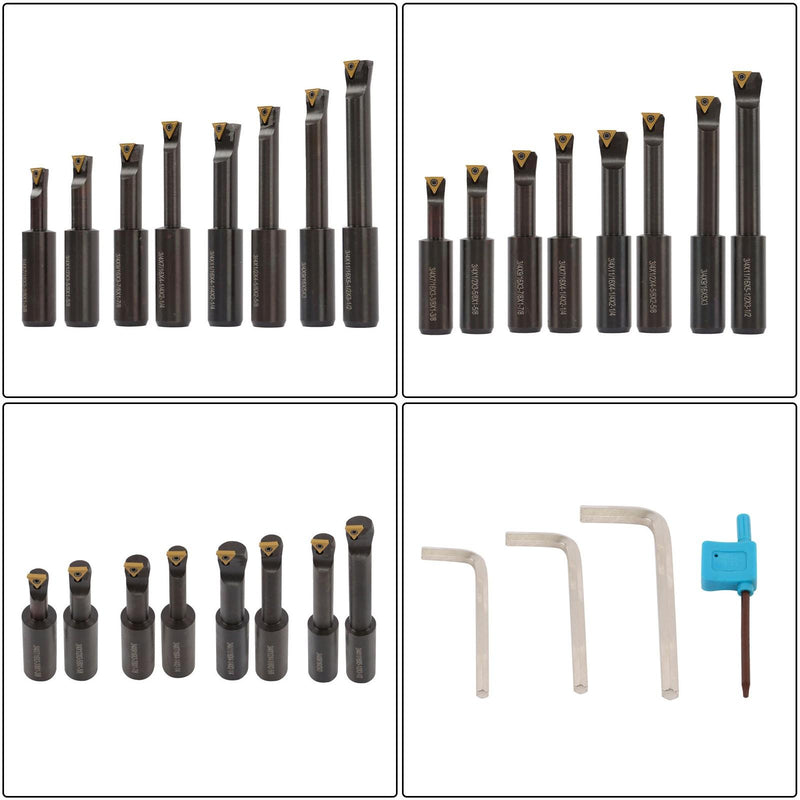 DURAFORCE 8Pieces Indexable 3/4" Boring Bar Set+3" Boring head R8 Shank Dial Reading 0-100
