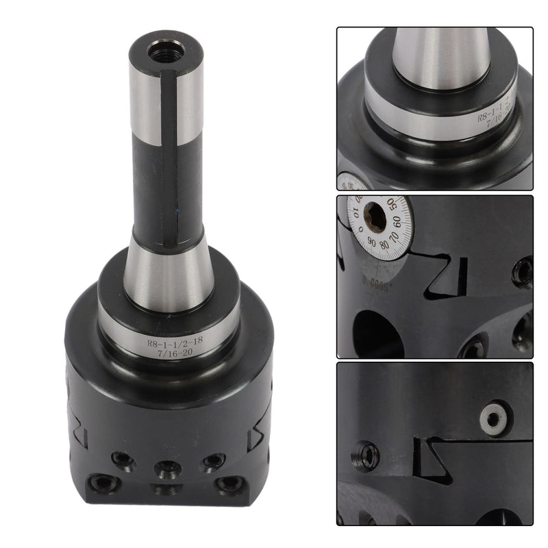DURAFORCE 8Pieces Indexable 3/4" Boring Bar Set+3" Boring head R8 Shank Dial Reading 0-100