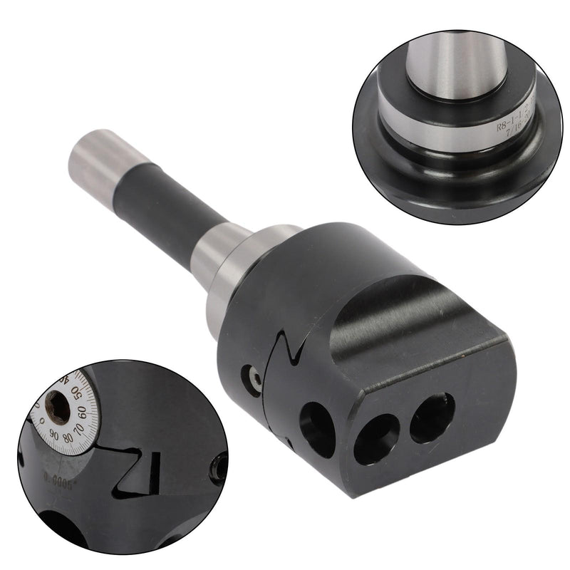 DURAFORCE 8Pieces Indexable 3/4" Boring Bar Set+3" Boring head R8 Shank Dial Reading 0-100