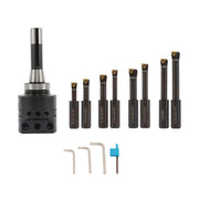 DURAFORCE 8Pieces Indexable 3/4" Boring Bar Set+3" Boring head R8 Shank Dial Reading 0-100
