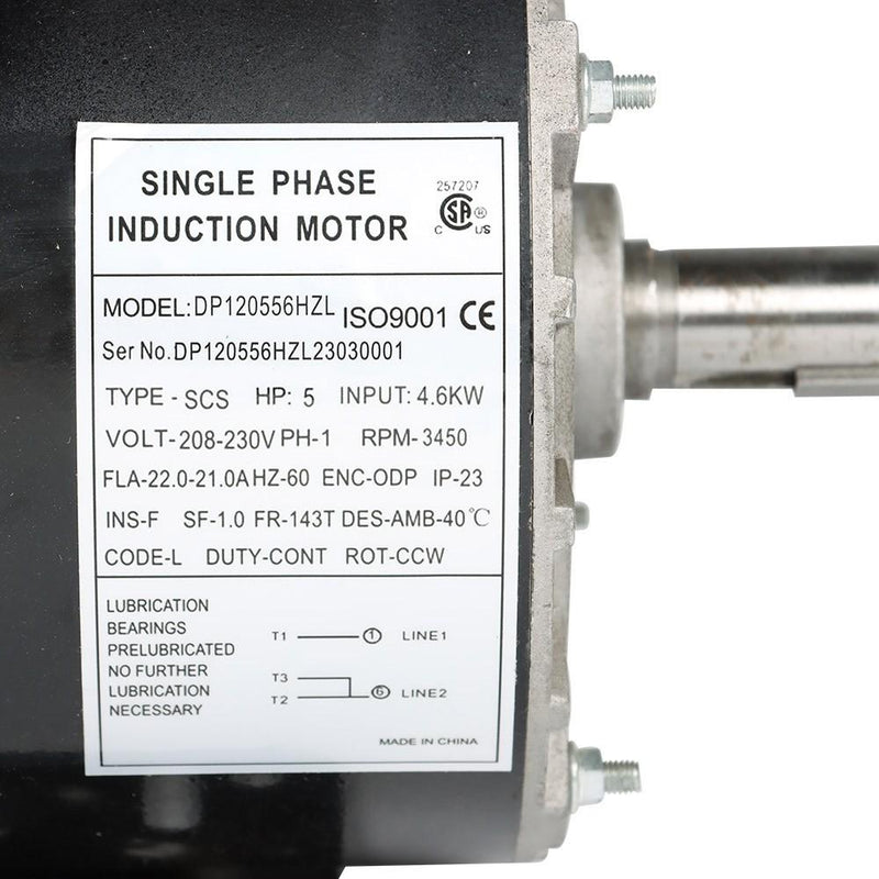 DURAFORCE 5 HP 1Phase Compressor Duty Electric Motor 230V 3450RPM 56HZ/143T 7/8'' Shaft