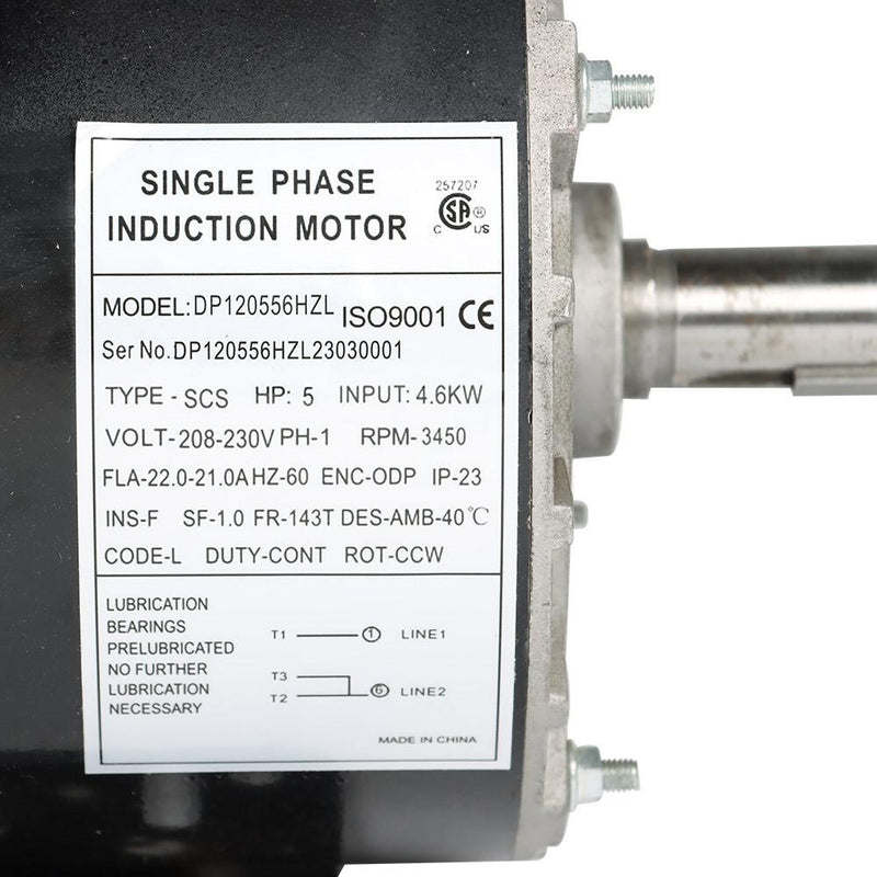 DURAFORCE 5 HP 1Phase Compressor Duty Electric Motor 230V 3450 RPM 56HZ143T 7/8'' Shaft
