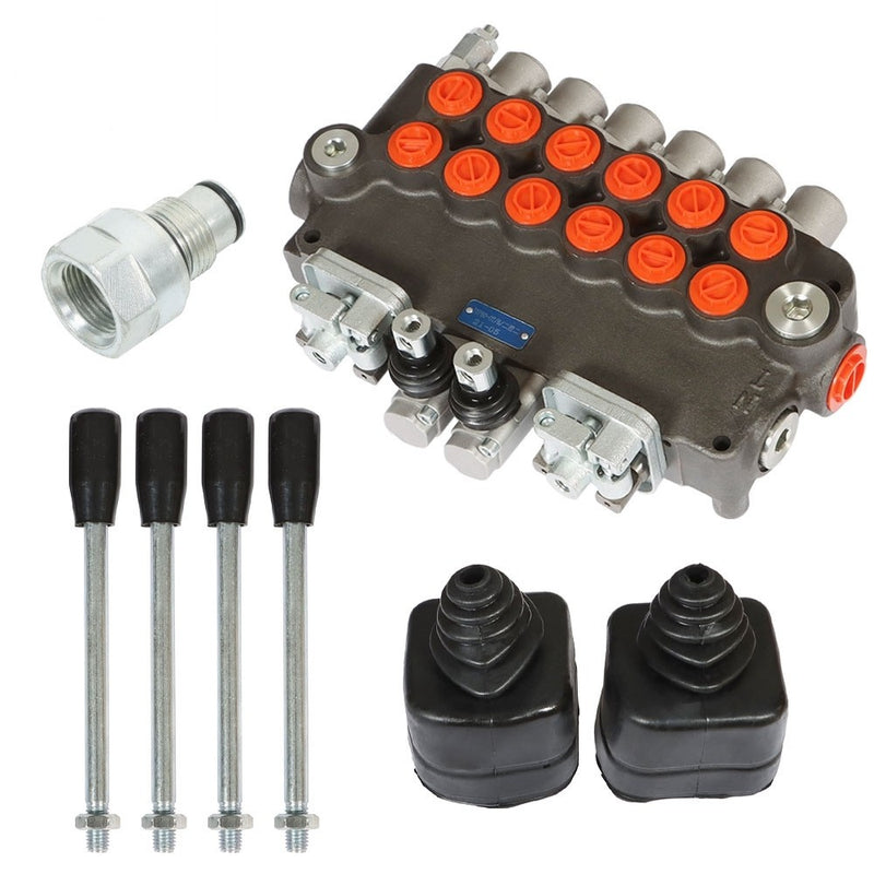 DURAFORCE 6 Spool With Joysticks 21GPM Hydraulic Backhoe Directional Control Valve