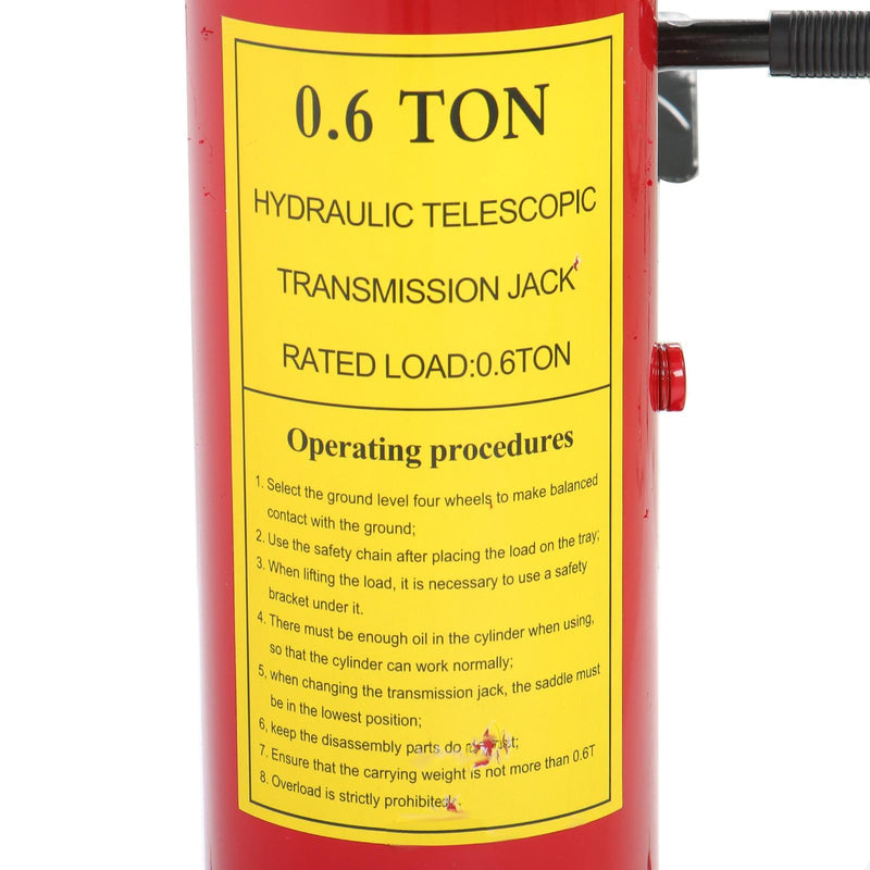 DURAFORCE 1322-1660lbs Capacity Hydraulic Transmission Jack 2 Stage Adjustable Telescoping