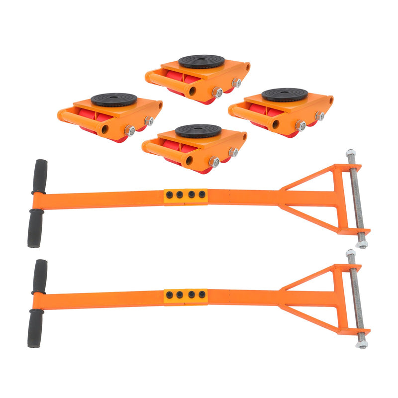 DURAFORCE 4 Pcs Heavy Duty Machinery Skates Dolly 360° Rotation 6T/13200Lbs With Handle