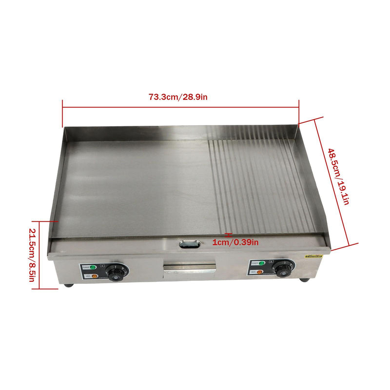 DURAFORCE Powerful 3000W Countertop Electric Griddle 30" Cooking Surface 122℉-572℉