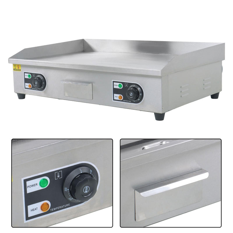 DURAFORCE 30" Flat Top Electric Grill 3000W Commercial Griddle Stainless Steel Countertop