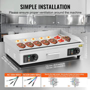 DURAFORCE 30" Flat Top Electric Grill 3000W Commercial Griddle Stainless Steel Countertop