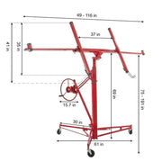 DURAFORCE Plasterboard Panel Sheetrock Hoist Lifter Carrier 16FT Drywall Lift With Gloves