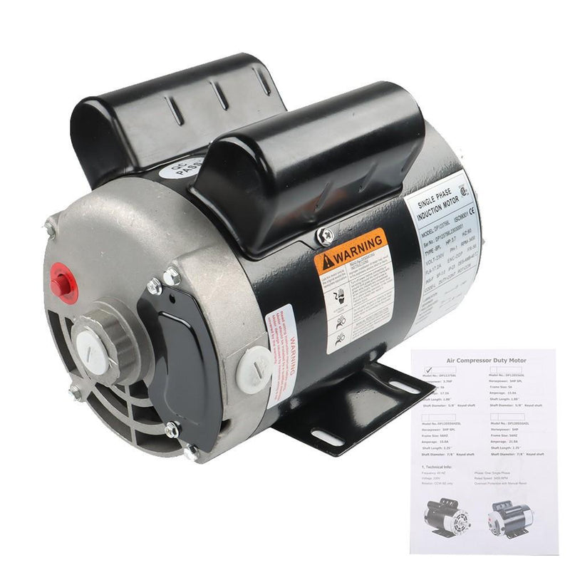 DURAFORCE 3.7HP 3450RPM Electric Motor Compressor Duty 56 Frame 1 Phase 5/8" Shaft 230V