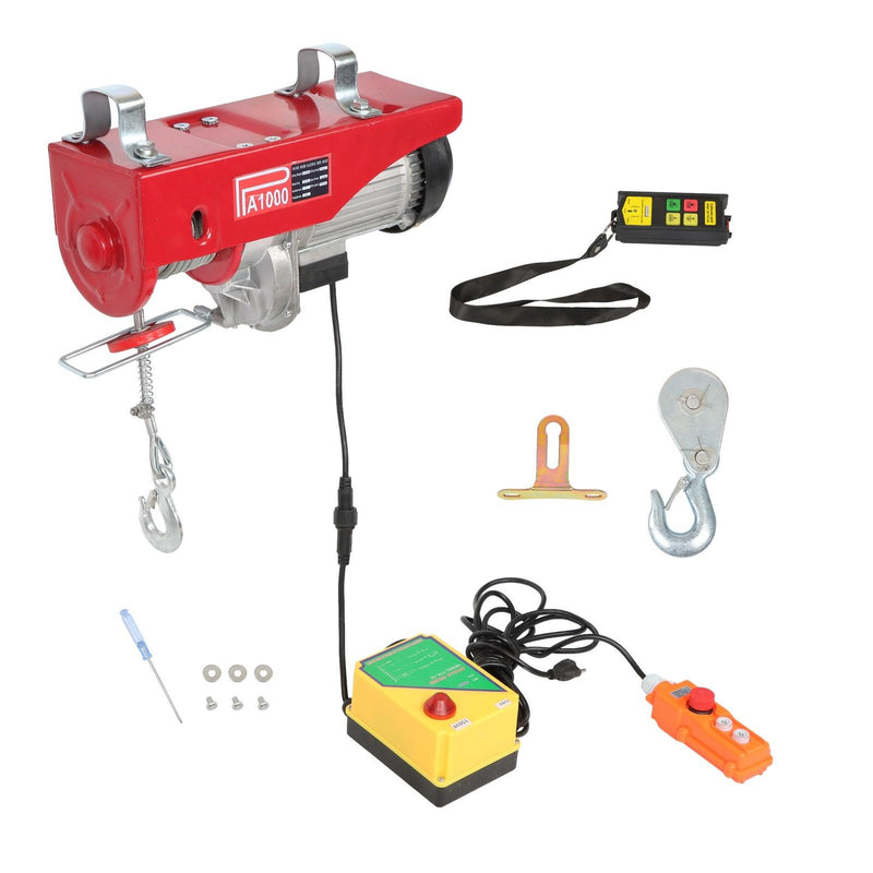 DURAFORCE 1600W 110V 2200lbs Electric Hoist 328ft Wireless & 14ft Wired Remote Control