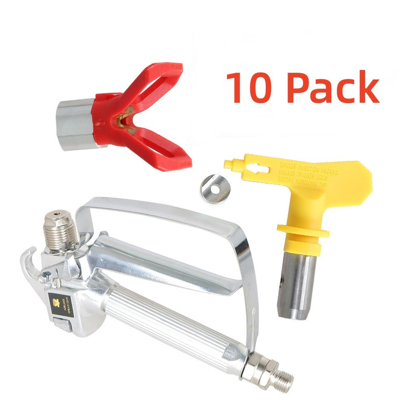 DURAFORCE 10 Pcs Airless Paint Spray Gun 3600PSI W/517 Tip & Tip Guard For Paint Sprayers