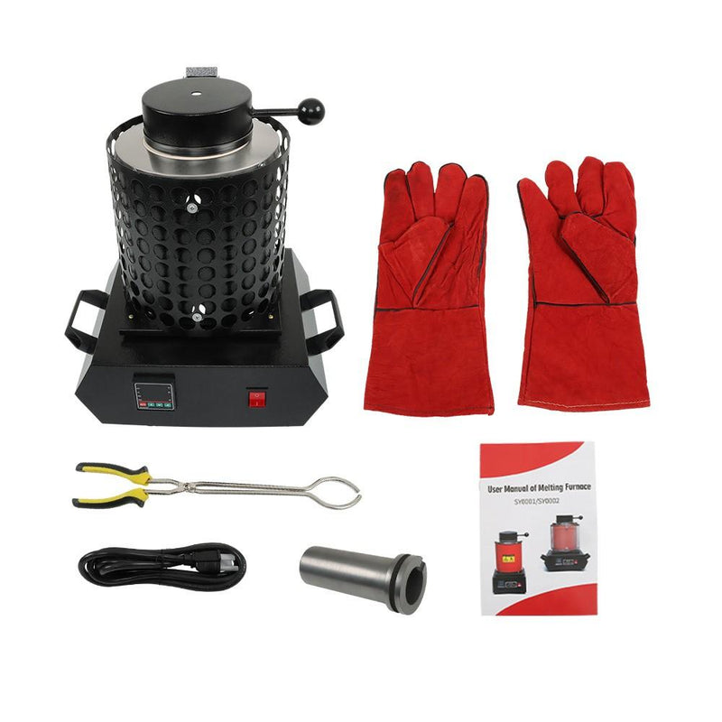 DURAFORCE 3KG Melting Furnace 1400W 110V Fit For Gold Silver Refining Casting Furnace