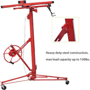 DURAFORCE 16FT Drywall Lifter Panel Hoist Jack Rolling Caster Construction 150lbs W/ Wheel