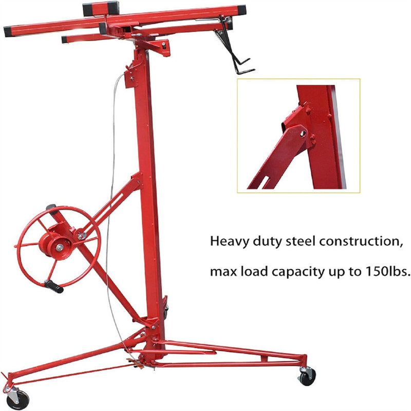 DURAFORCE 16FT Drywall Lifter Panel Hoist Jack Rolling Caster Construction 150lbs W/ Wheel