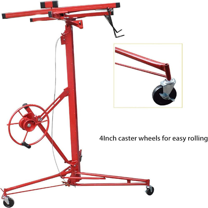 DURAFORCE 16FT Drywall Lifter Panel Hoist Jack Rolling Caster Construction 150lbs W/ Wheel