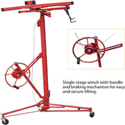 DURAFORCE 16FT Drywall Lifter Panel Hoist Jack Rolling Caster Construction 150lbs W/ Wheel