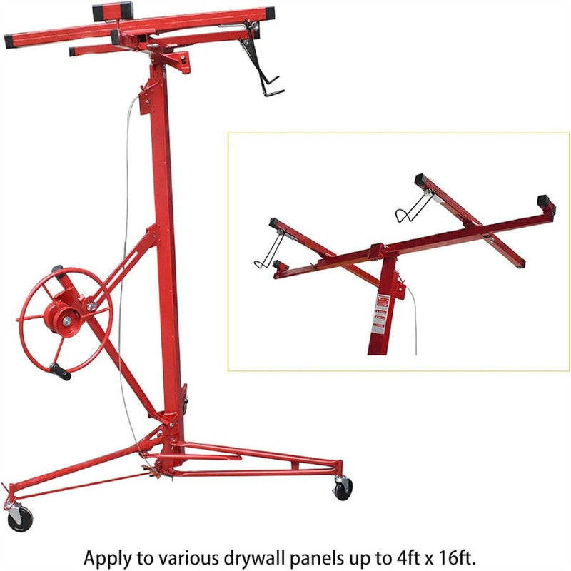 DURAFORCE 16 FT Drywall Lift Plasterboard Panel Rolling Lifter Lockable 150 Lbs