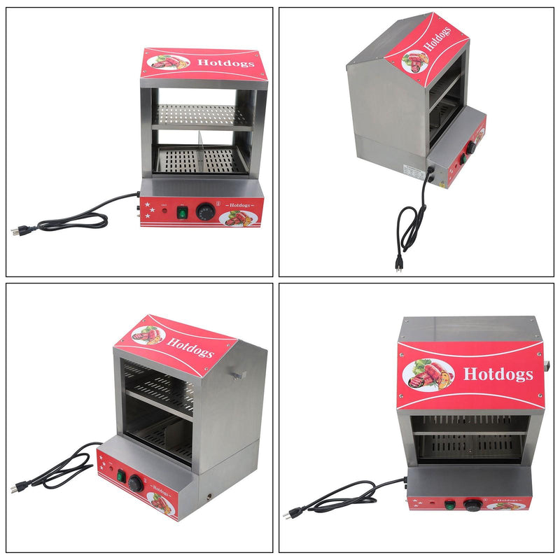 DURAFORCE 2-Tier Hot Dog Hut Steamer with Precise Temp Control & Bun Warmer 27L
