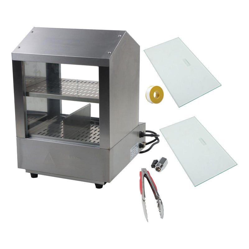 DURAFORCE 2-Tier Hot Dog Hut Steamer with Precise Temp Control & Bun Warmer 27L