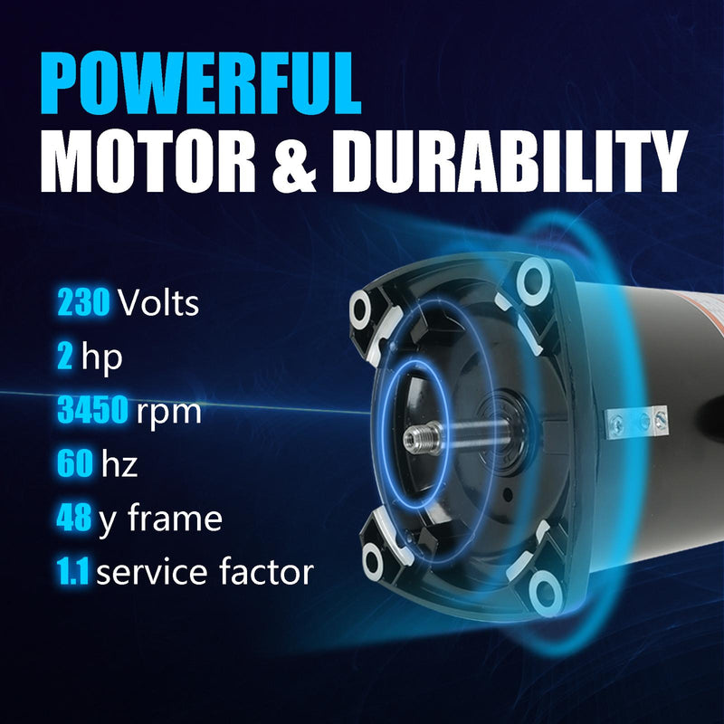 DURAFORCE 48Y Frame Inground 2HP Pool Pump Motor Square Flange Swimming Pool Pump USQ1202