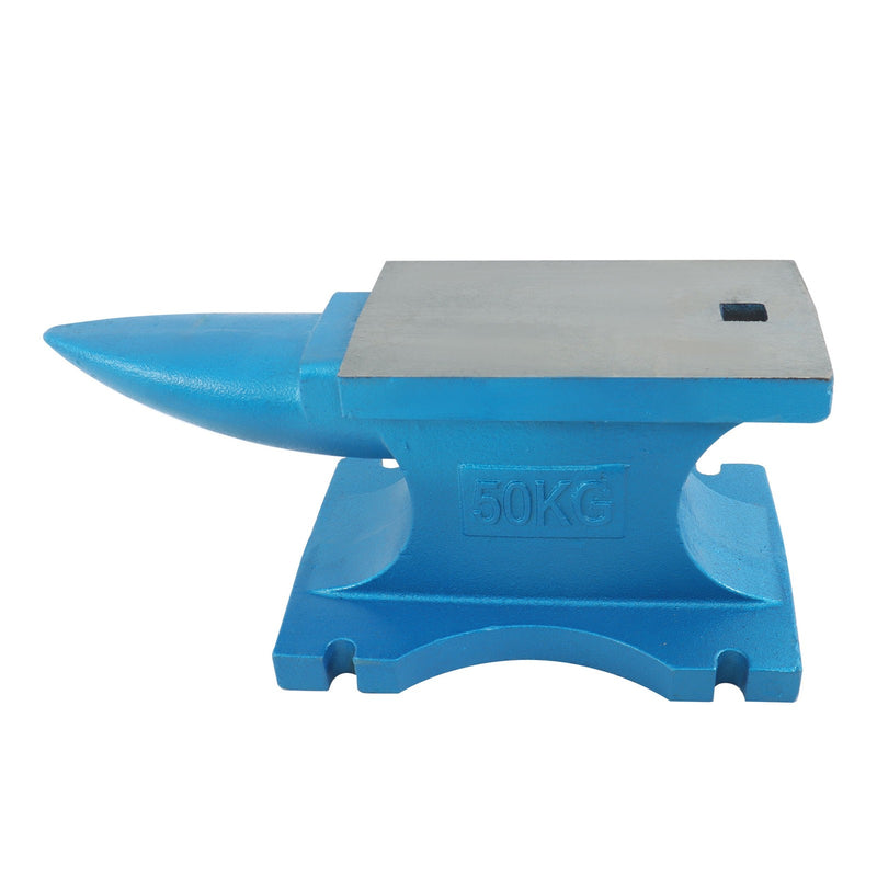 DURAFORCE Forged Steel 50kg 110Lb Blacksmith Anvil Heat Treated Long Round Horn Horn Anvil