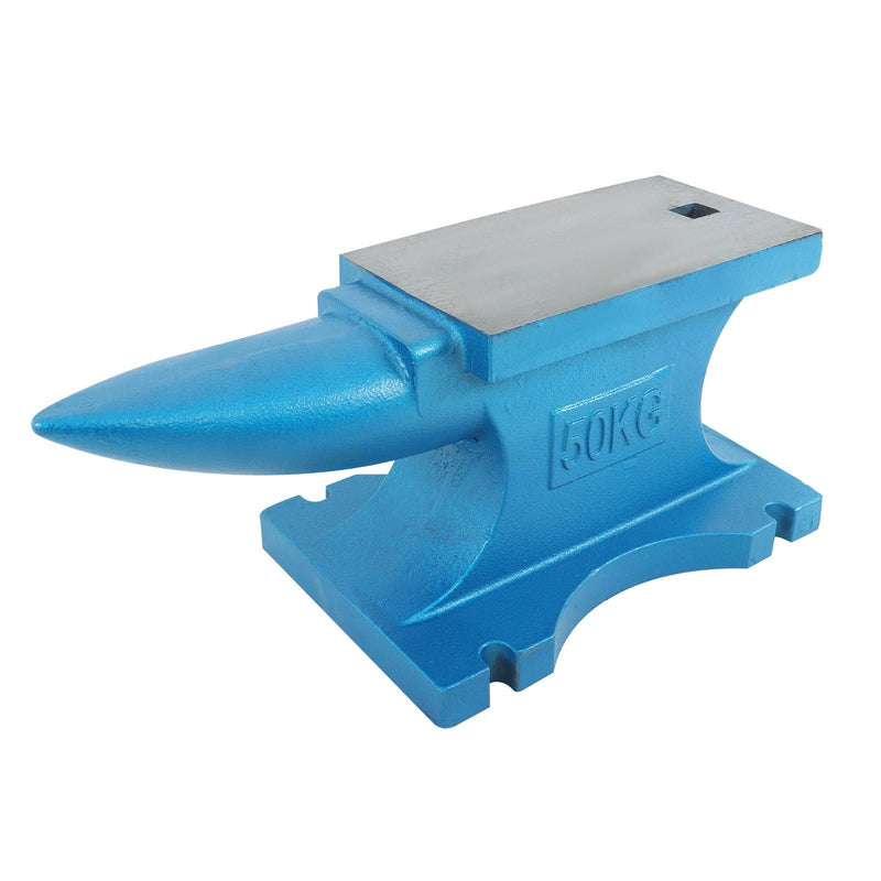 DURAFORCE Forged Steel 50kg 110Lb Blacksmith Anvil Heat Treated Long Round Horn Horn Anvil