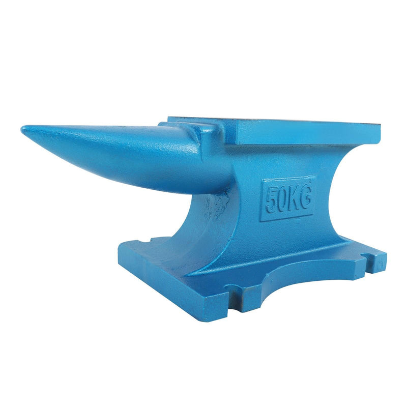DURAFORCE Forged Steel 50kg 110Lb Blacksmith Anvil Heat Treated Long Round Horn Horn Anvil