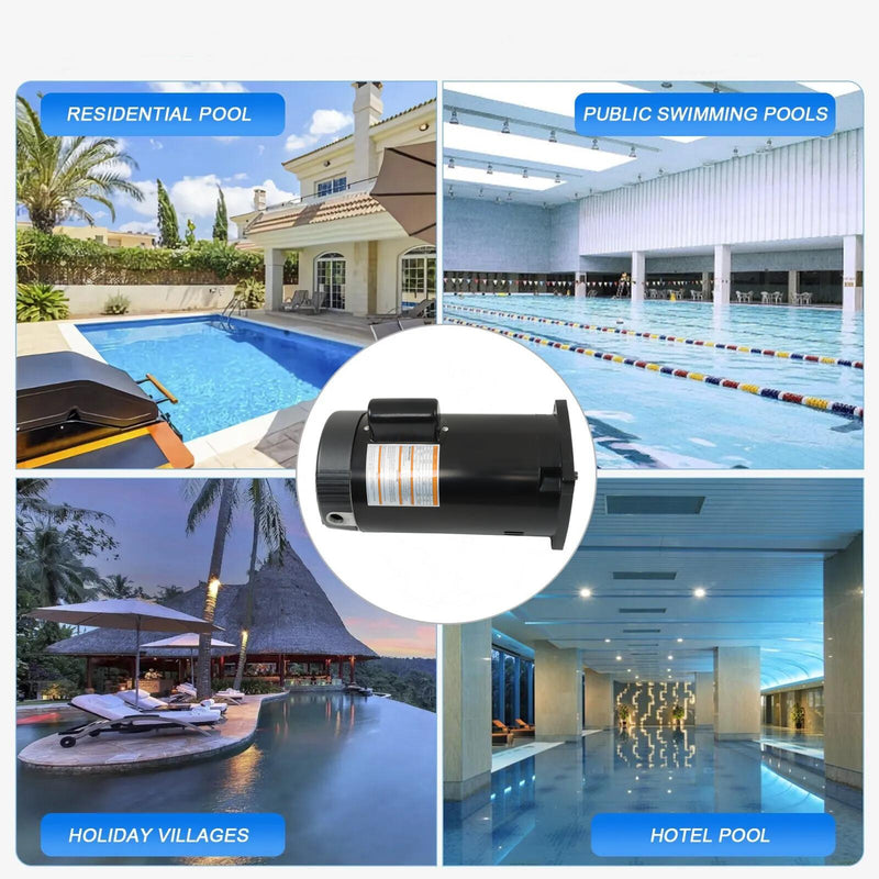 DURAFORCE 2HP Square Flange Pool Pump Motor Threaded Shaft Swimming Pool Pump B2855 230V