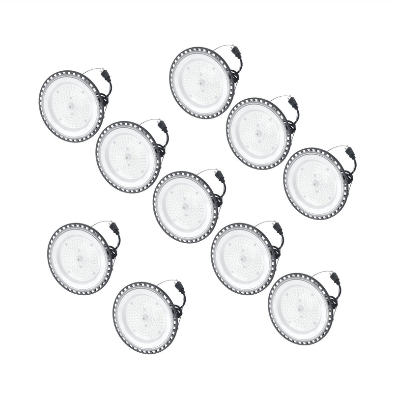 DURAFORCE 10 Pcs 100W UFO High Bay Light LED Industrial Commercial Shop Light Fixtures