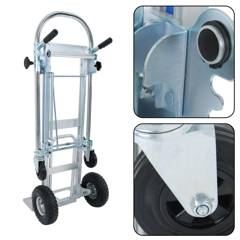 DURAFORCE Folding Dolly Cart 1000lbs Capacity Aluminum Hand Truck Folding Trolley 4in1
