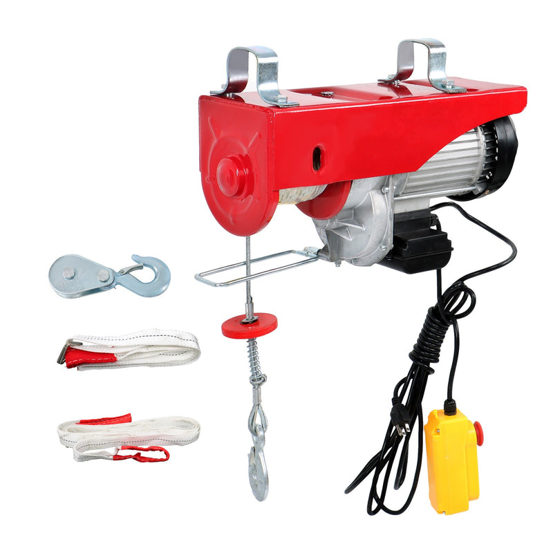DURAFORCE 1600W 110V 2200lbs 14ft Crane Winch Wired Remote Control Mini Electric Hoist