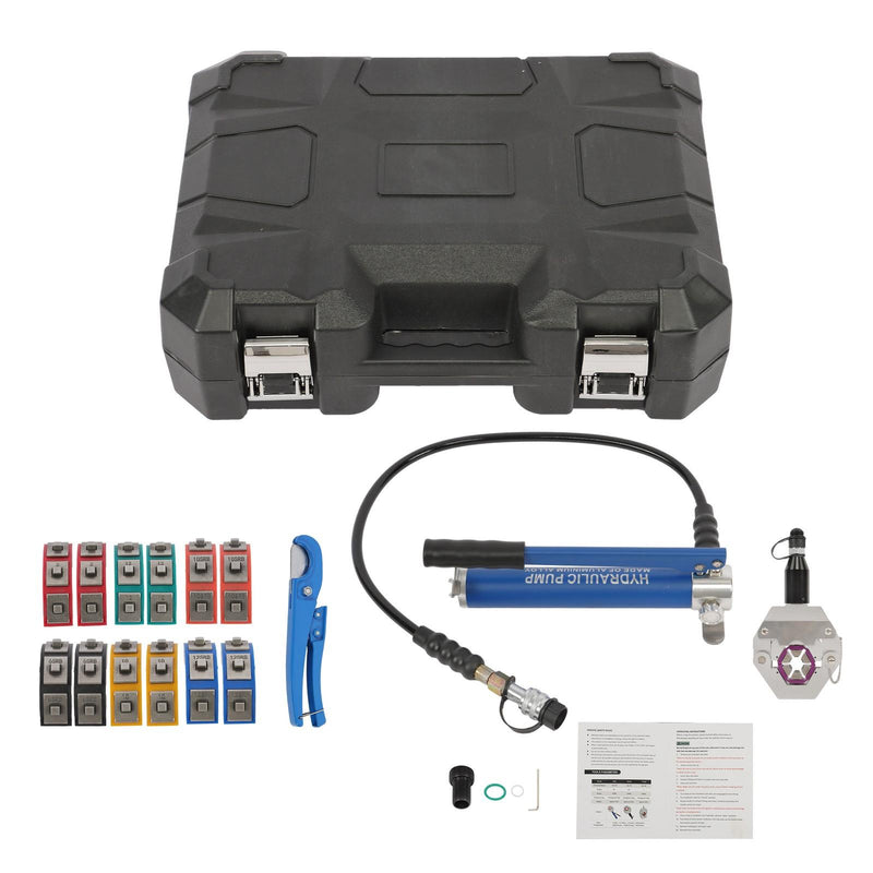 DURAFORCE Air Conditioning Repaire Handheld Hydraulic Hose Crimping Tool with 7 Dies