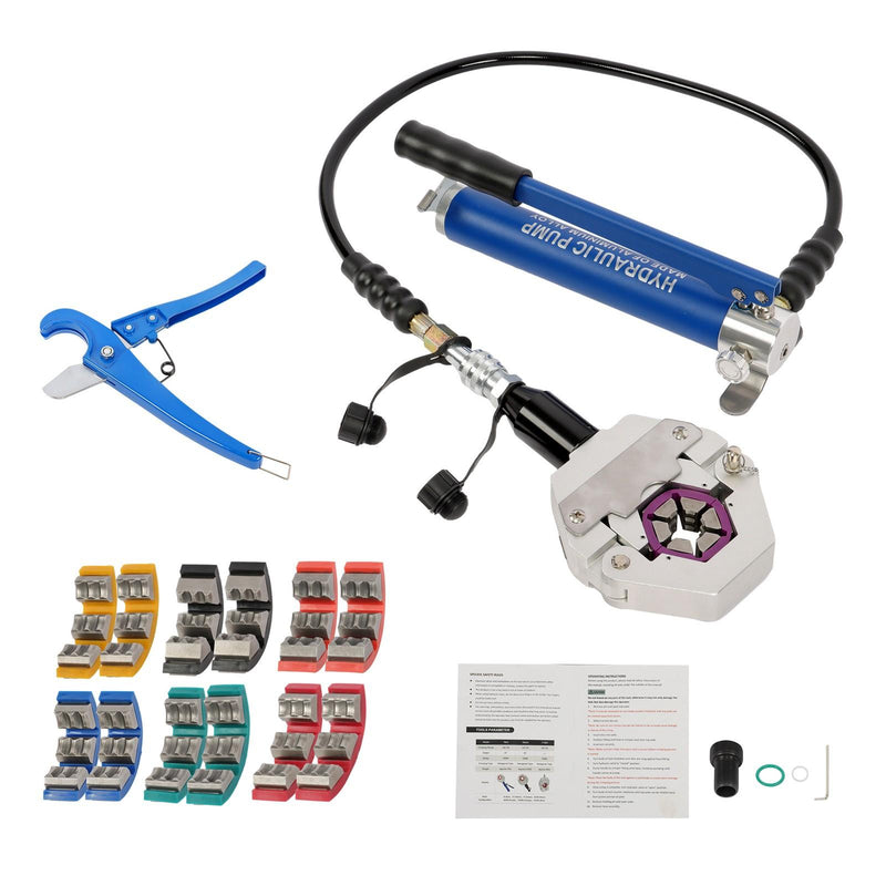 DURAFORCE Air Conditioning Repaire Handheld Hydraulic Hose Crimping Tool with 7 Dies