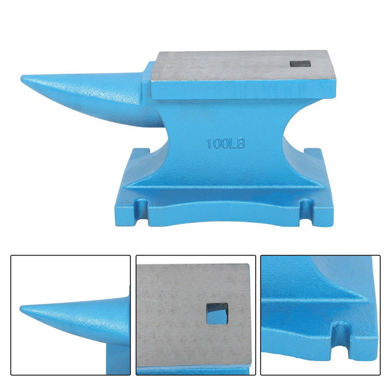 DURAFORCE Industrial 99LB Cast-Iron Anvil 45KG Hardened Surface Long Curved Horn Design