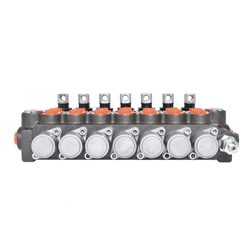 DURAFORCE 7 Spool Hydraulic Monoblock Double Acting Control Valve11 GPM, SAE Ports New